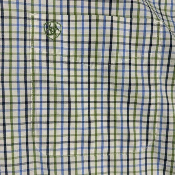 Ariat Shirt Wrinkle Freee Mens Large Short Sleeve Button Down Rodeo Outdoor - Picture 4 of 11